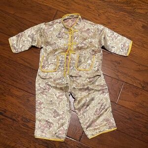 Kids Gold Yellow Silk/cotton set